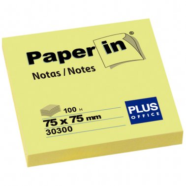Bloc Notas Adhesivas Paper In Plus Office 75mmx75mm Amarillas 100 Hojas